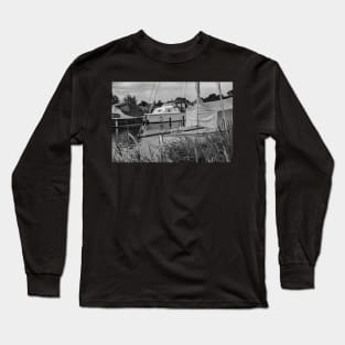 Moorings on the River Thurne in the Norfolk Broads National Park Long Sleeve T-Shirt